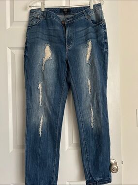 ellos Distressed Blue Boyfriend Jeans